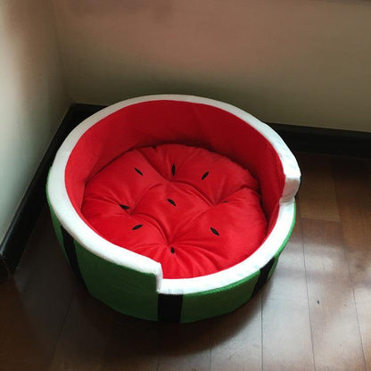 Four Seasons Watermelon Huisdierbed voor Kleine Honden – Gezellig Stoffen Hondenbed in Leuk Watermelon Design