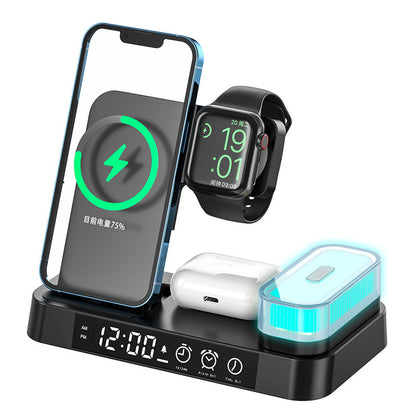 4-in-1 Multifunction Wireless Charger Station with Alarm Clock Display