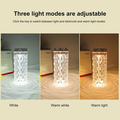 Crystal Rose Lamp Humidifier with Touch Control & LED Night Light