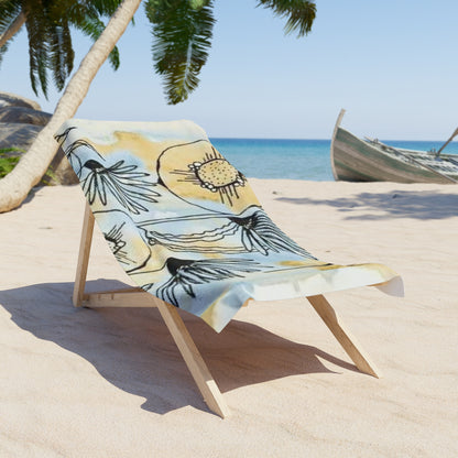 Beach Towel with desert flower pattern