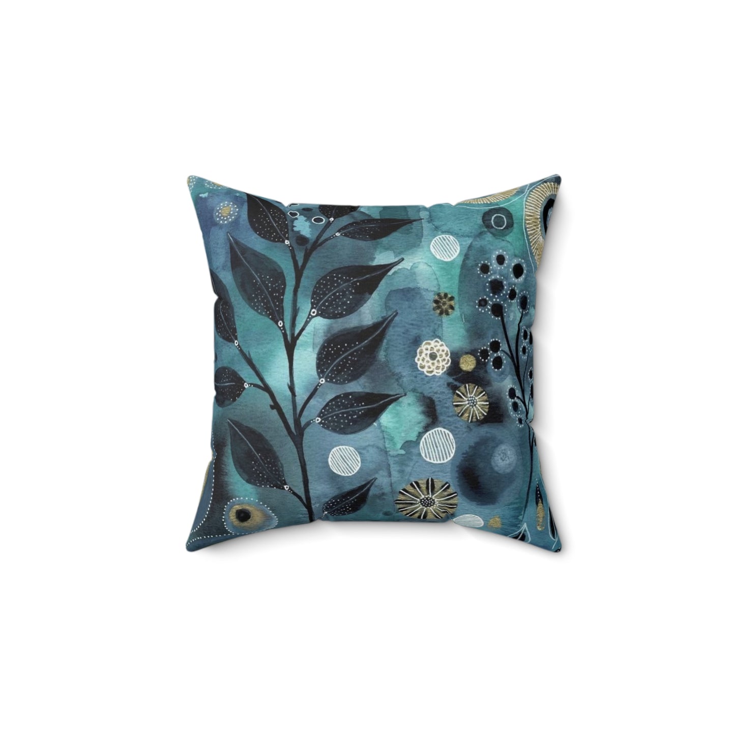 Spun Polyester Square Pillow with tree branch design