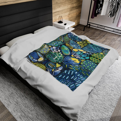 Velveteen Plush Blanket with Marble painting