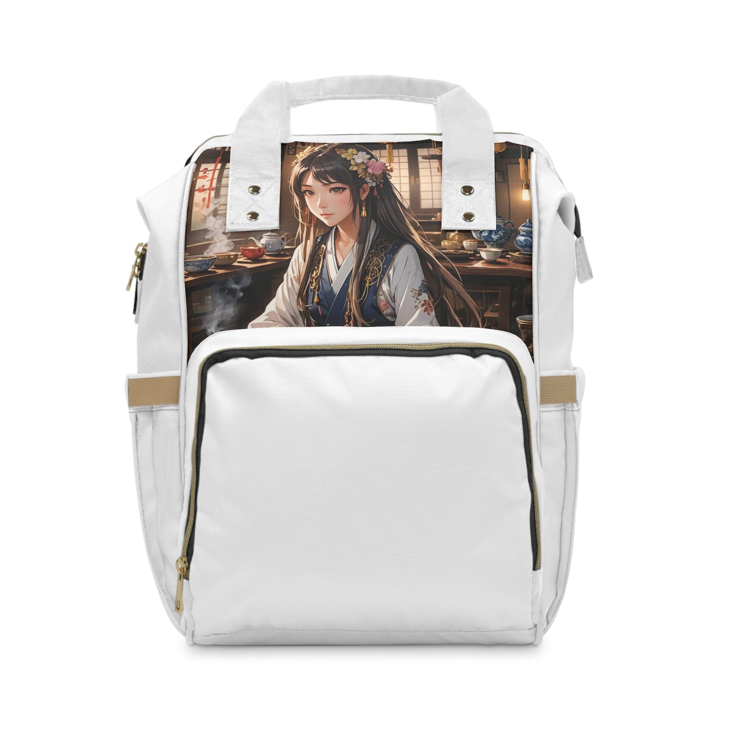 Multifunctional Diaper Backpack with Japanese cook lady