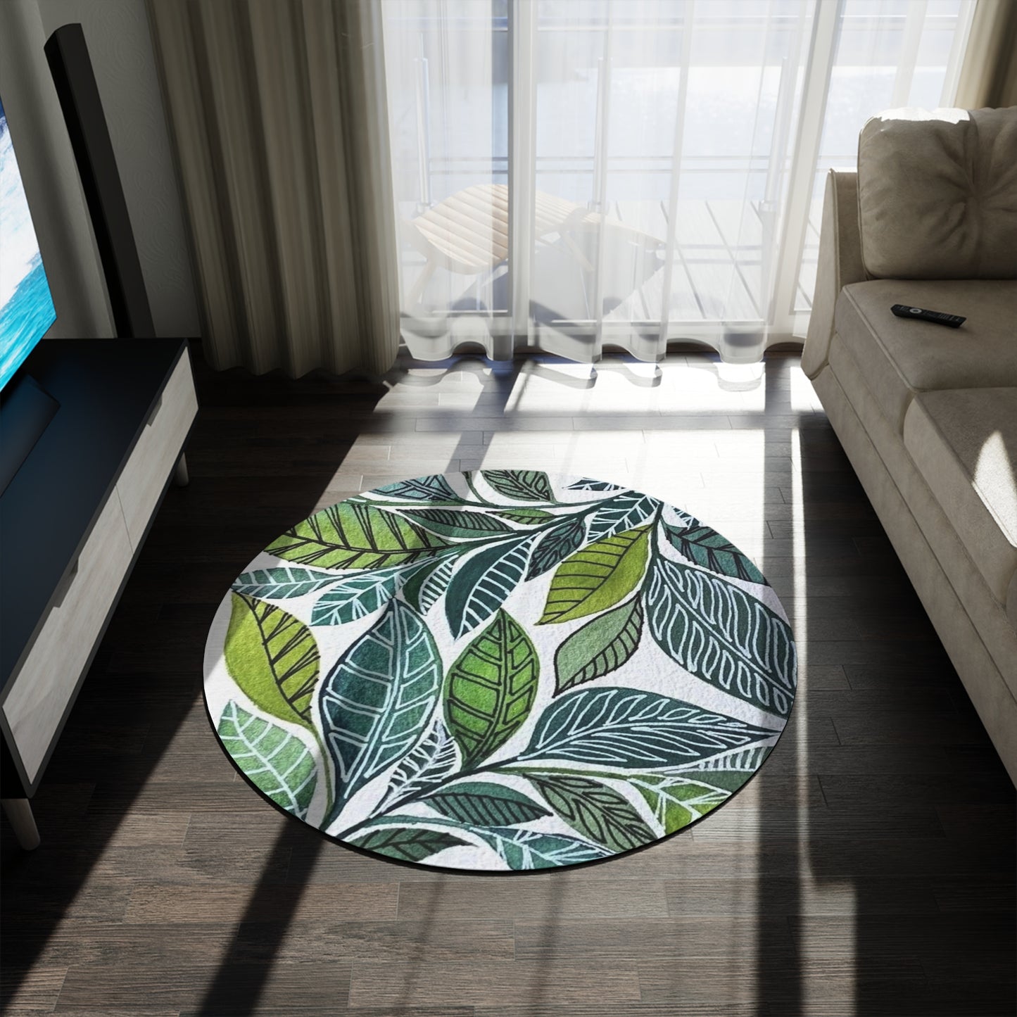 Round Rug    plug Pillow Eucalyptus leaf