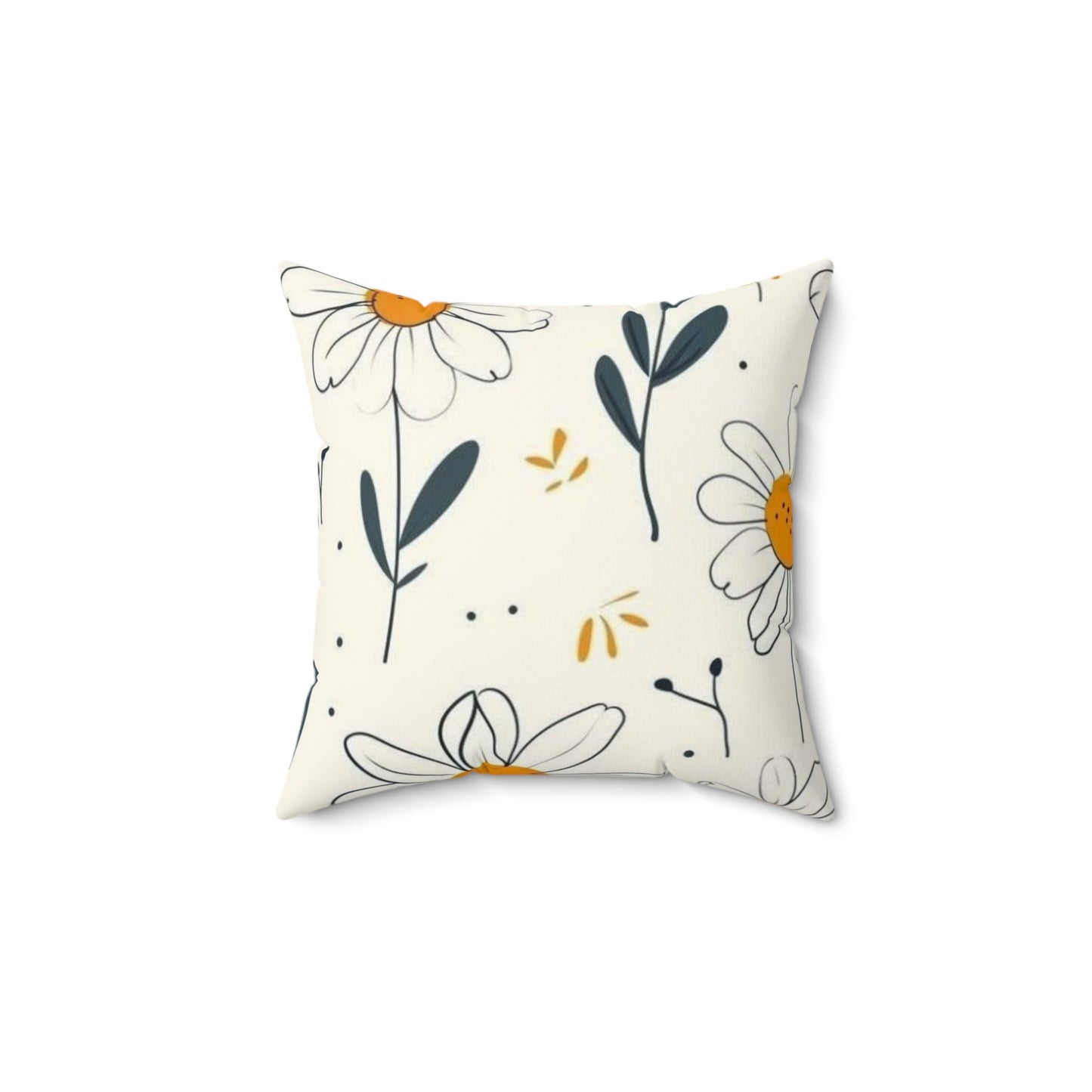 Spun Polyester Square Pillow with the design of chamomile flowers