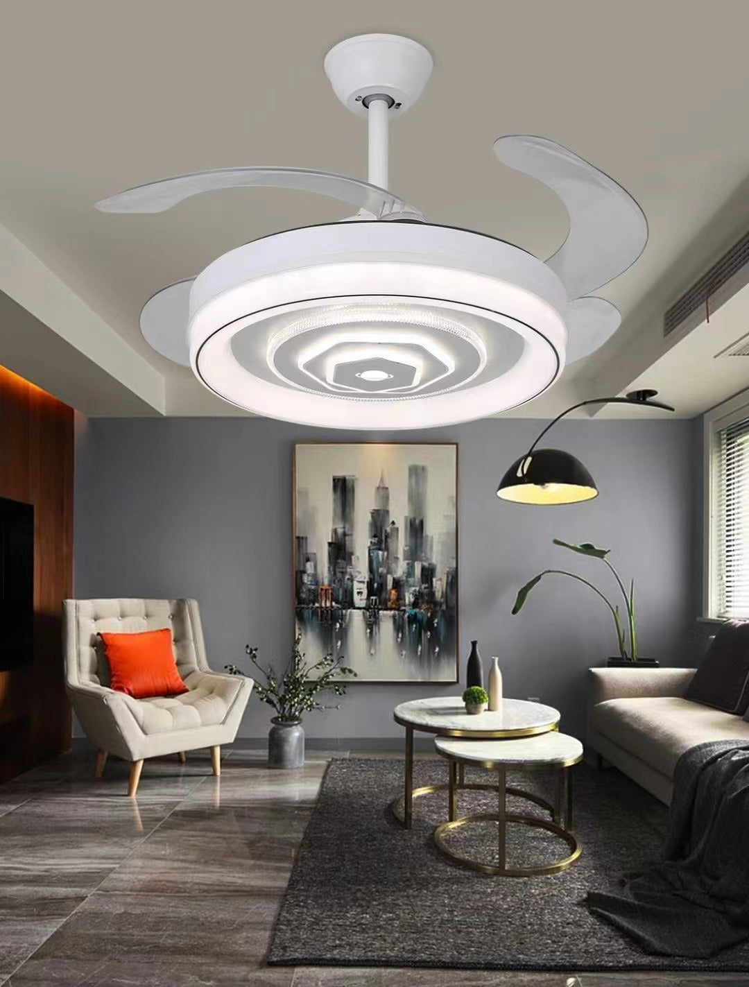 Nordic Ceiling Fan Light | Hidden Blades | Modern Design | Energy-Efficient | Home Decor