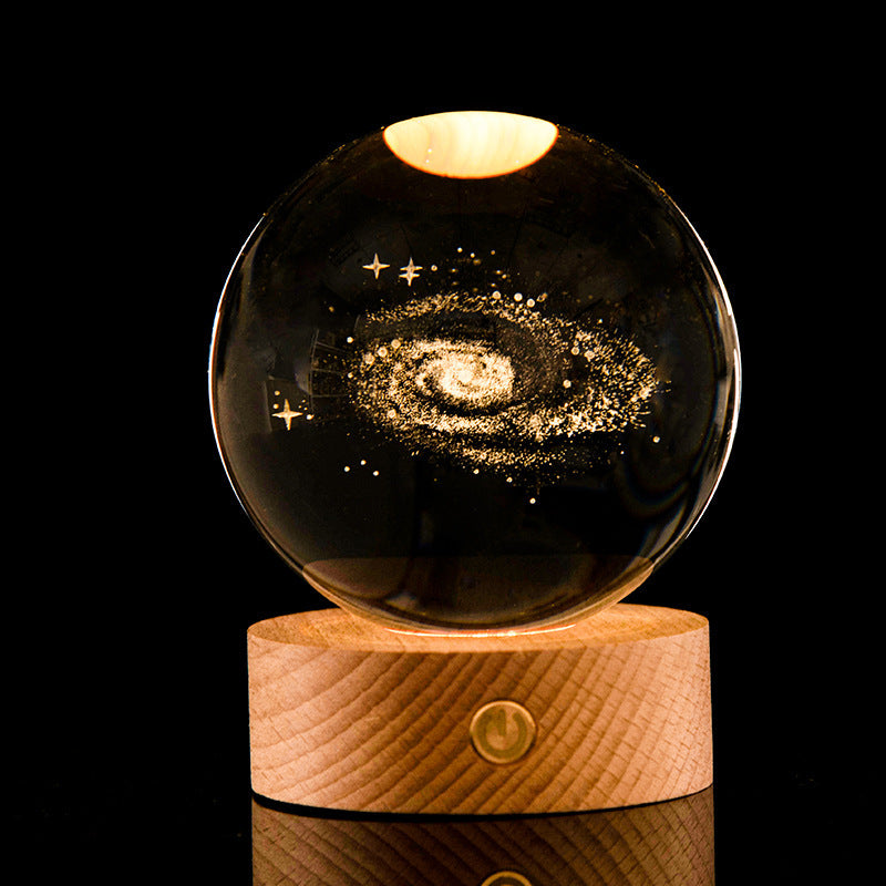 Galaxy Crystal Ball | Luminous | 3D Laser Carved | Home Decor | Gift Idea