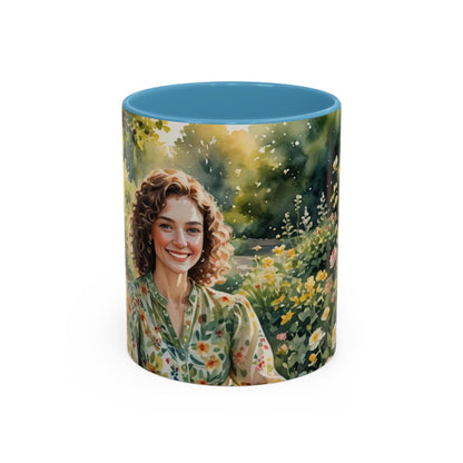 Mug with a beautiful woman in paradise design