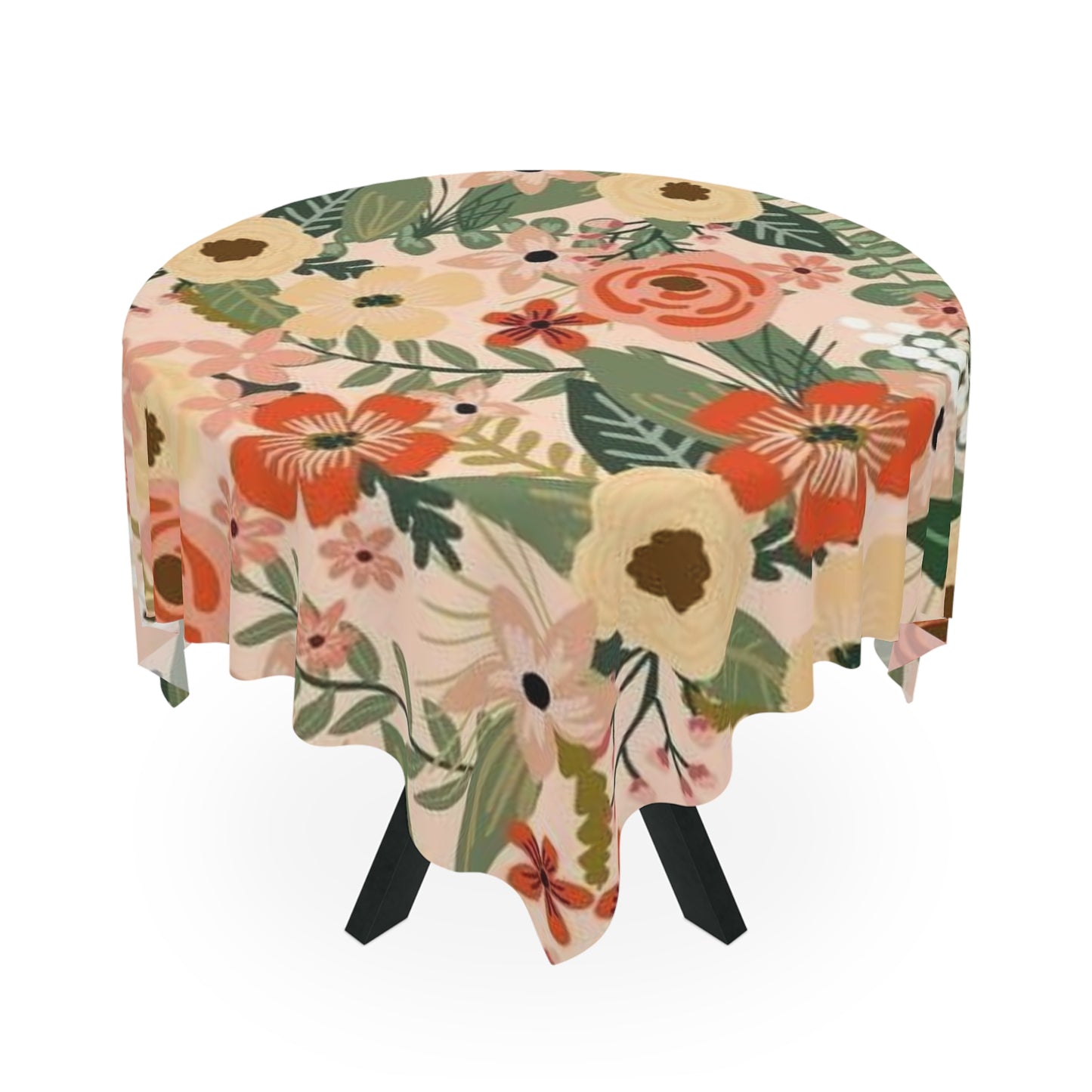 Tablecloth with design of paper flowers