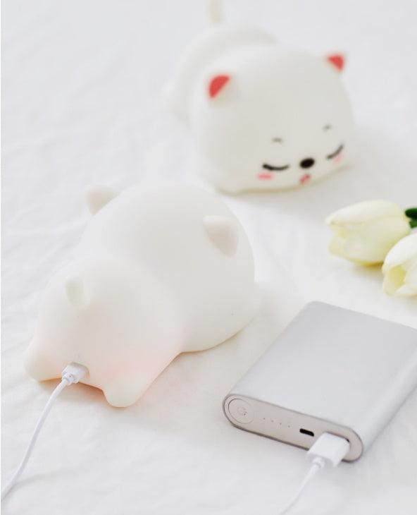 Kid's Bedside Kitten Night Light â€“ Soft Silicone Light for Kids' Rooms & More