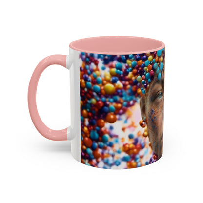 mug with a woman's face in a bubble