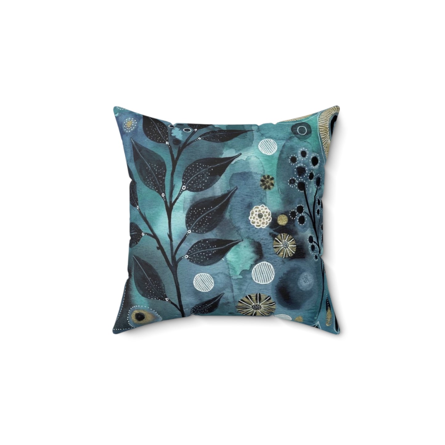 Spun Polyester Square Pillow with tree branch design