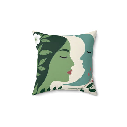 Spun Polyester Square Pillow with design of the woman and the moon