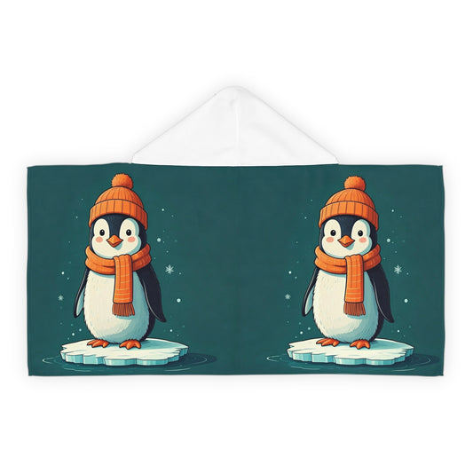 Youth Hooded Towel penguin design