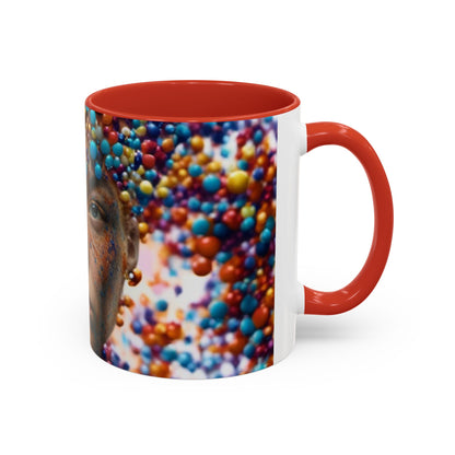 mug with a woman's face in a bubble