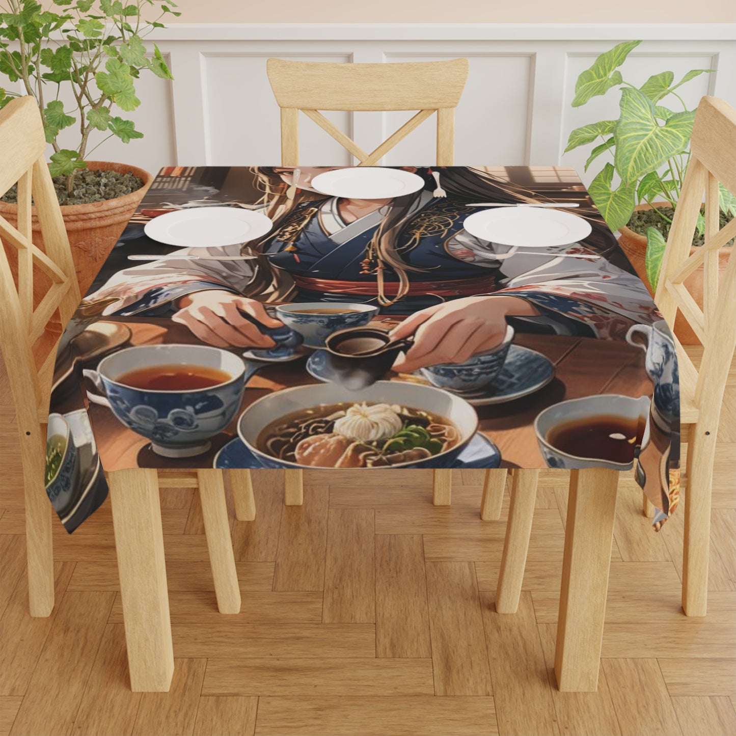 Tablecloth with with Japanese cook lady