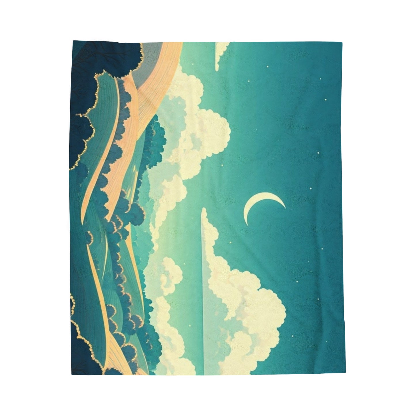 Velveteen Plush Blanket Moon and Cloud