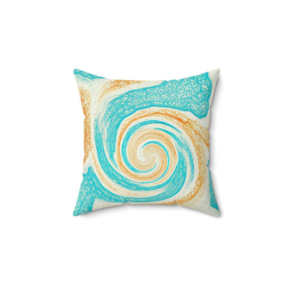 Faux Suede Square Pillow with watercolor design