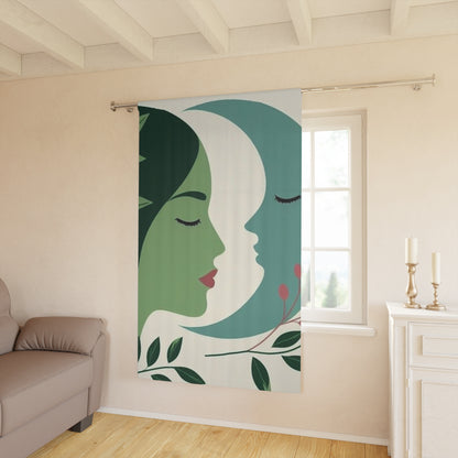 Window Curtains  with moon and woman design