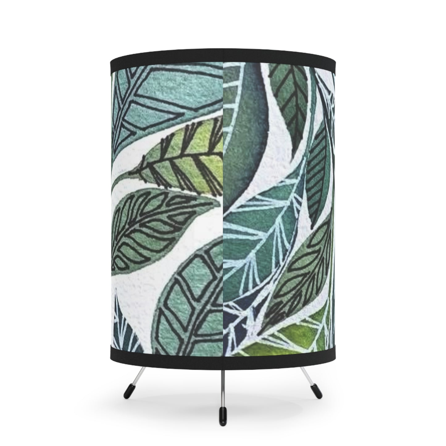 Tripod Lamp with High-Res Printed Shade, US\CA plug Pillow Eucalyptus leaf