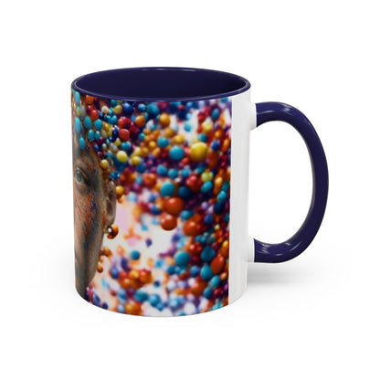 mug with a woman's face in a bubble