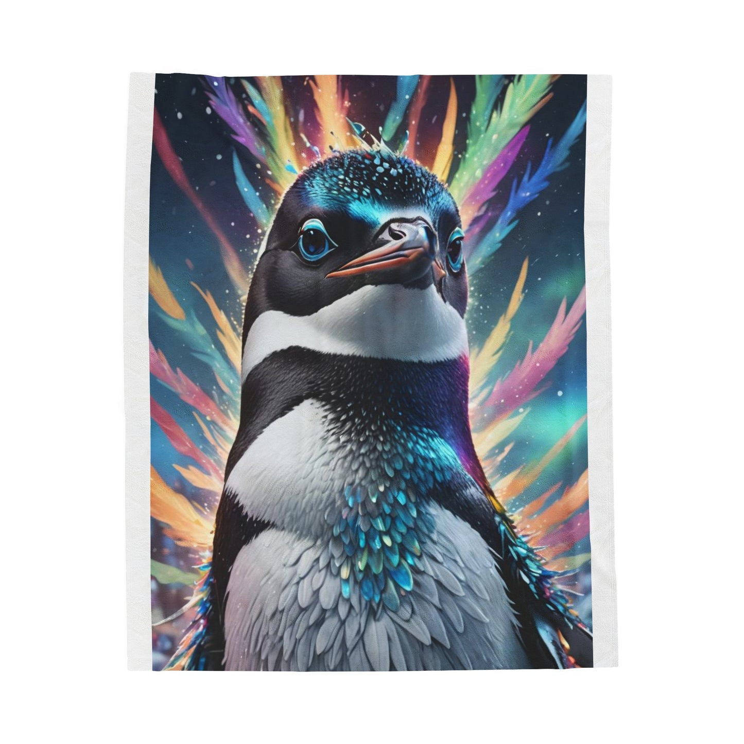 Rainbow penguin pattern blanket