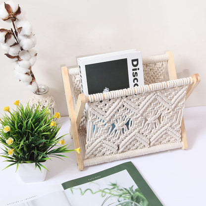 Nordic Cotton Rope Knitting Bookshelf-A Creative and Functional Piece