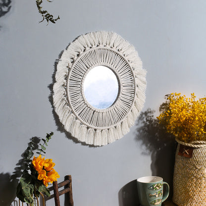 Bohemian Handwoven Mirror | Wall Decor | Home Decor | Cotton Thread | Unique Design