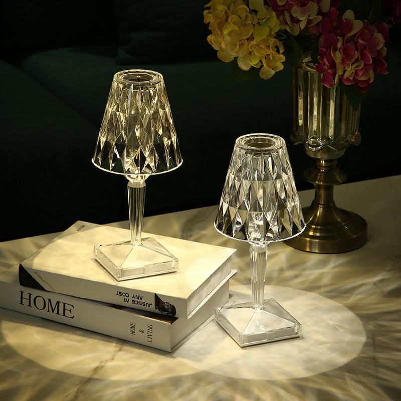 Rechargeable Portable Crystal Diamond Atmosphere Table Lamp – LED Lighting & Projection - OptiChoice