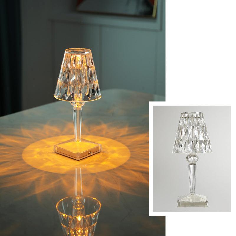 Rechargeable Portable Crystal Diamond Atmosphere Table Lamp – LED Lighting & Projection - OptiChoice