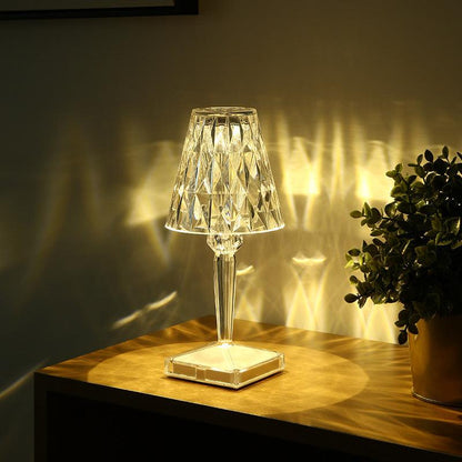 Rechargeable Portable Crystal Diamond Atmosphere Table Lamp – LED Lighting & Projection - OptiChoice