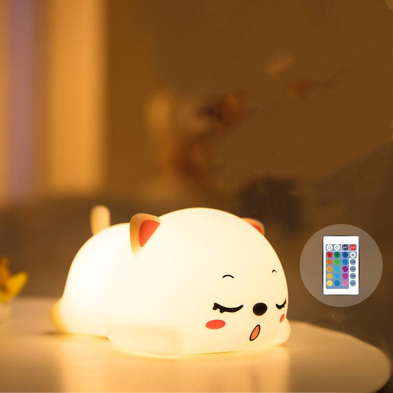 Kid's Bedside Kitten Night Light â€“ Soft Silicone Light for Kids' Rooms & More