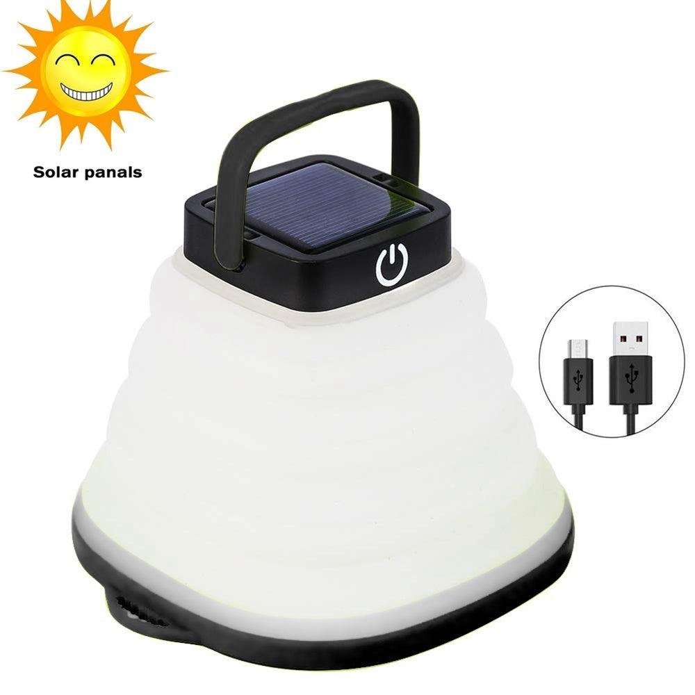 Collapsible Camping Light IP68 Waterproof Solar Lantern – USB Rechargeable Outdoor Tent Light - OptiChoice