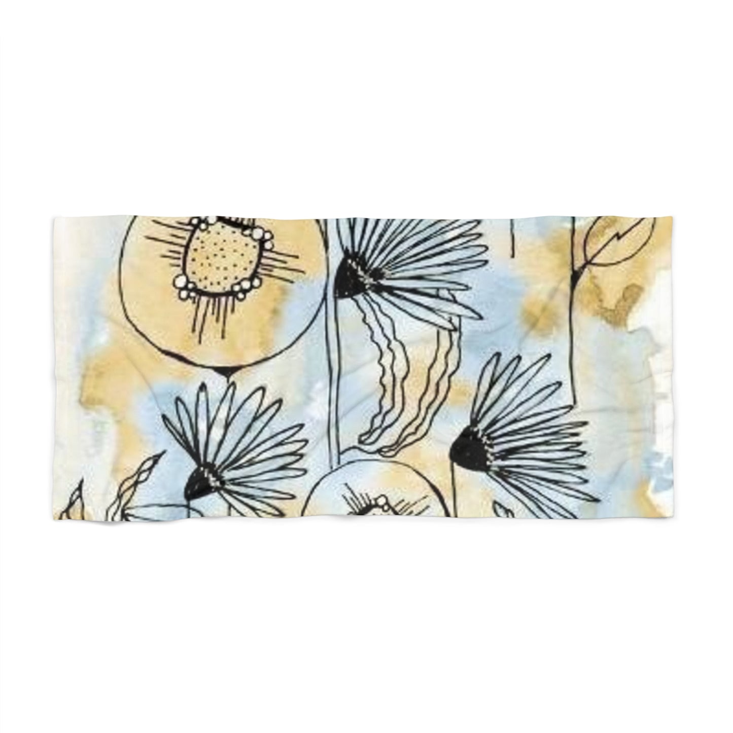 Beach Towel with desert flower pattern