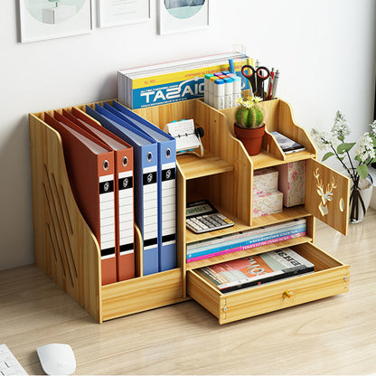 Large Wooden Desktop Shelf | Foldable | Punch-Free | Multi-Purpose | Office Storage