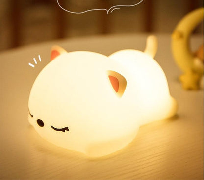 Kid's Bedside Kitten Night Light â€“ Soft Silicone Light for Kids' Rooms & More