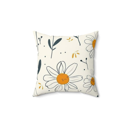 Spun Polyester Square Pillow with the design of chamomile flowers