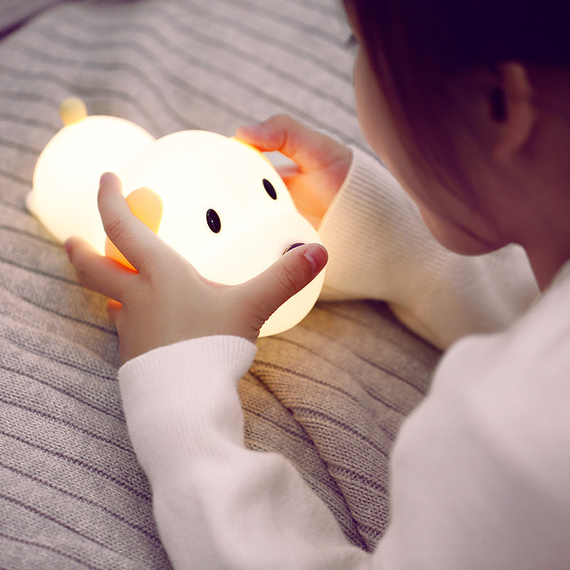 Dull Wang Cute Silicone Night Light LED Rechargeable - Creative Dimming Bedside Lamp