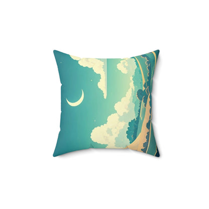 Spun Polyester Square Pillow Moon and Cloud