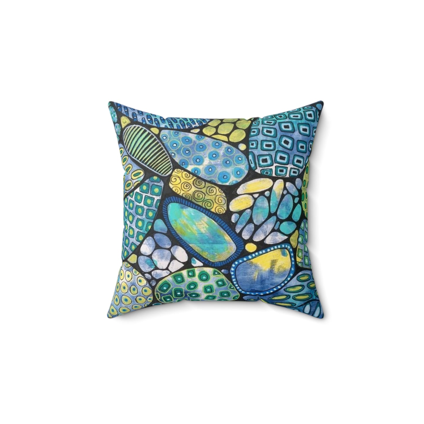 Spun Polyester Square Pillow with Marble painting