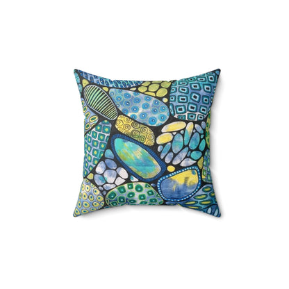 Spun Polyester Square Pillow with Marble painting