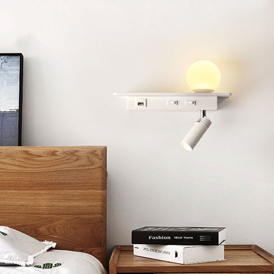 Bedside Lamp With USB Port Shelf