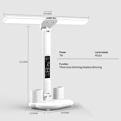 LED Desk Lamp with Calendar, USB Charging, Touch Control, and Pen Holder - OptiChoice