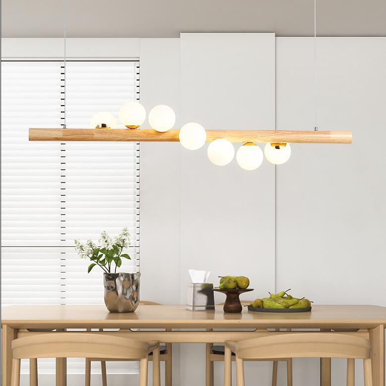 Modern Minimalist Wooden Chandelier | Adjustable Height | LED Lighting | Home Decor | Living Room | Dining Room