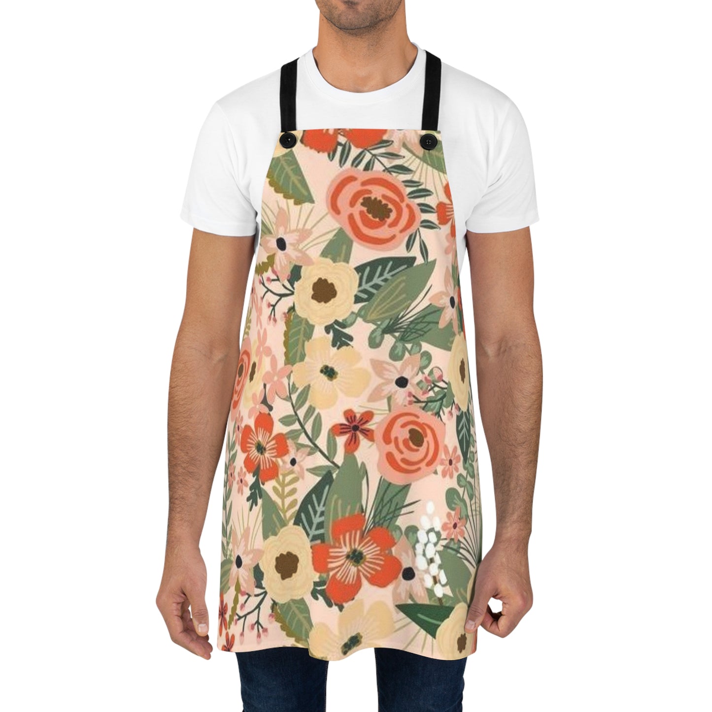 Apron with the design of paper flowers