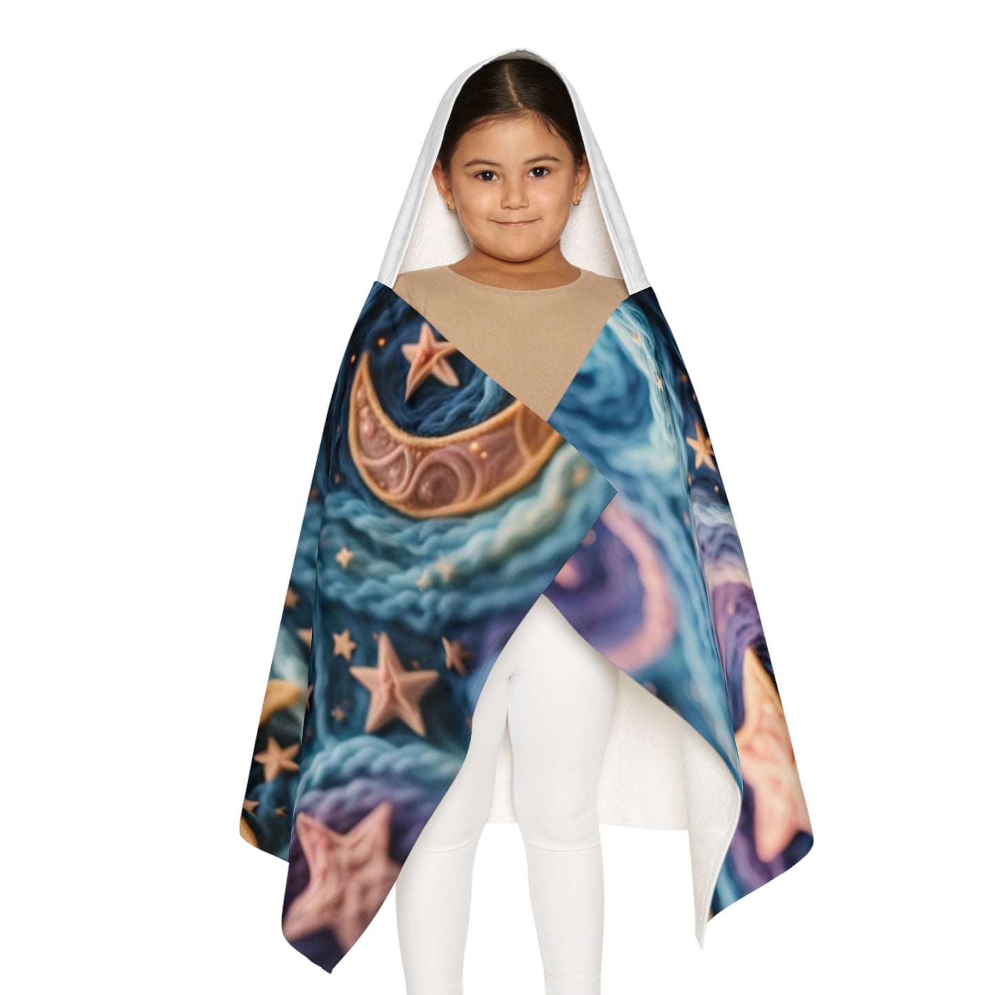 Youth Hooded Towel with moon and star design