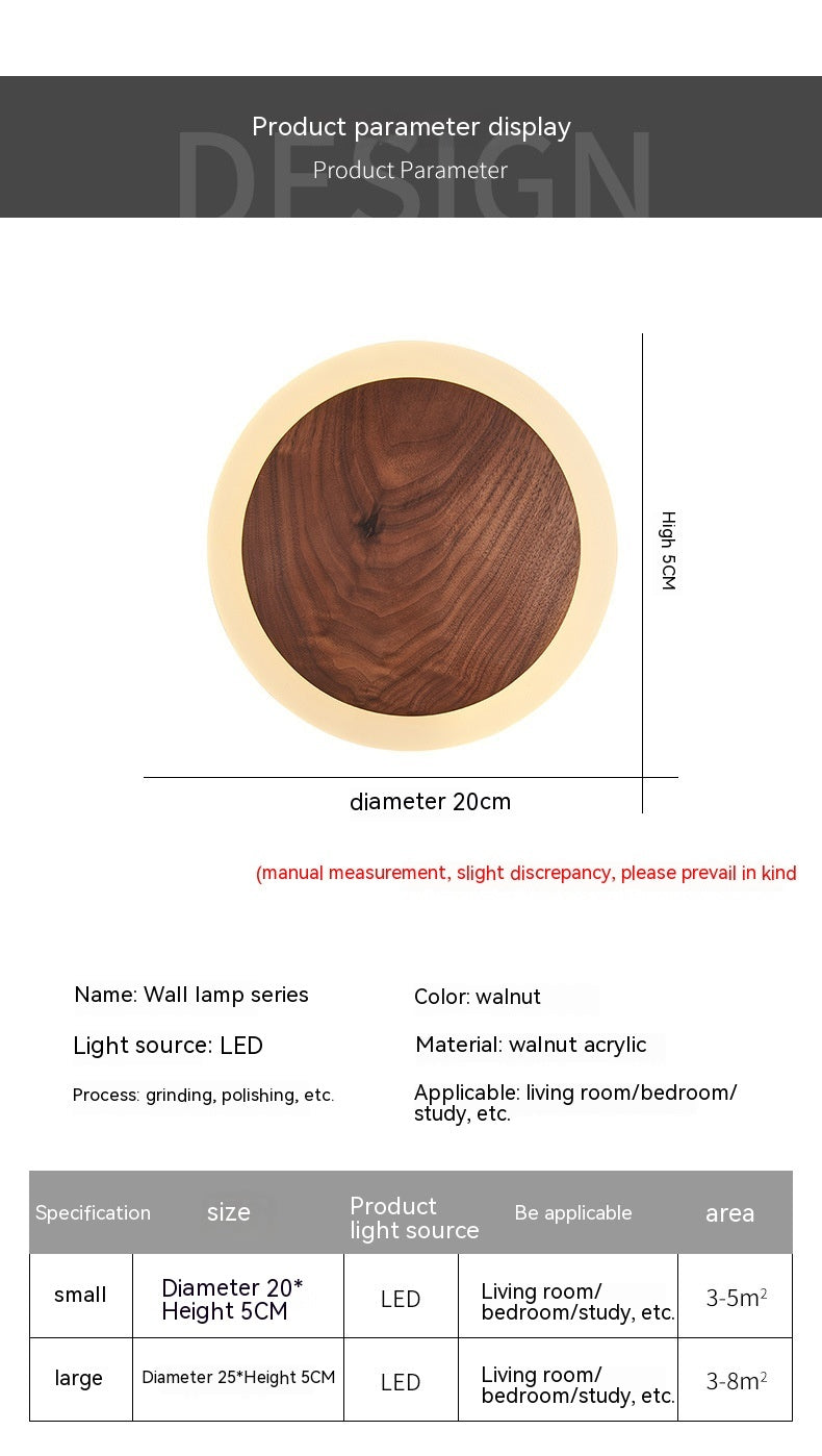 Modern Walnut Wall Lamp | Bedroom | Living Room | Hallway | Sleek Design | High-Quality