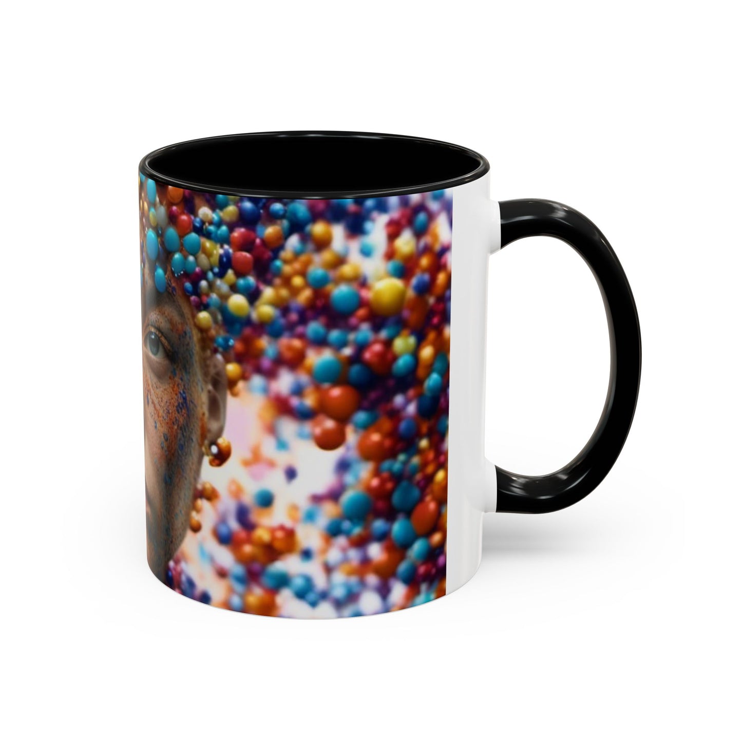 mug with a woman's face in a bubble