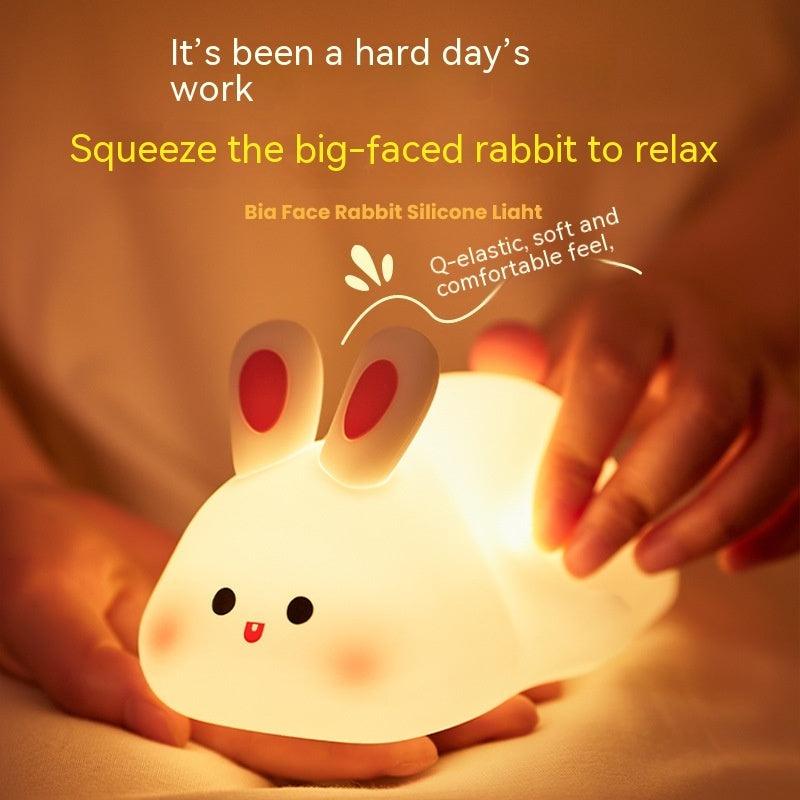 Big Face Rabbit Silicone LED Night Light â€“ Soft, Dimmable