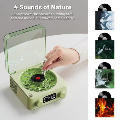 Bluetooth Record Player with Stereo Sound, White Noise & RGB Projection Lamp - OptiChoice